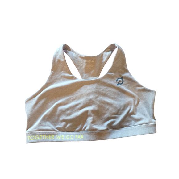 Peloton Sports Bra Wireless Non Padded Pullover Gray Logo Workout Athleisure - Picture 1 of 4